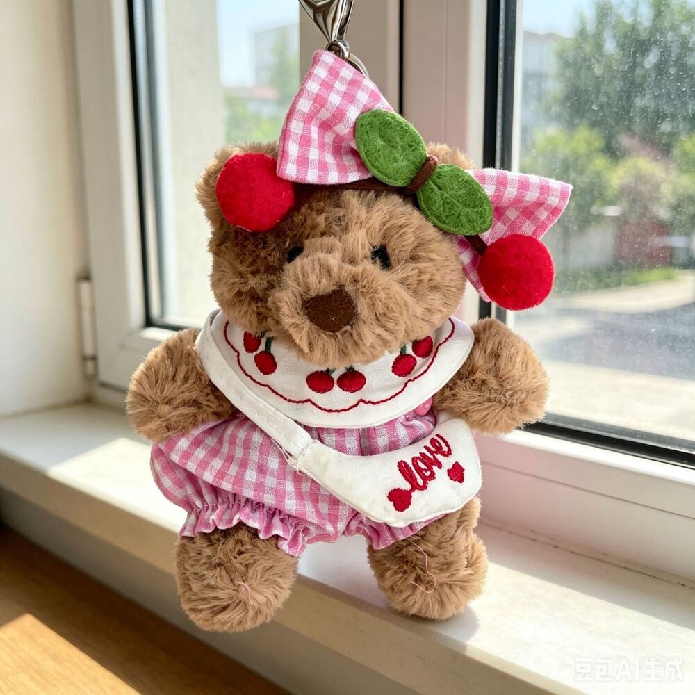 Pink Cherry Overalls for Bartholomew Bear Plush – 4-Inch – 4inch [JC-AP-27]